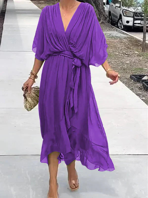 Whitney | Luxurious Silk V-Neck Evening Dress