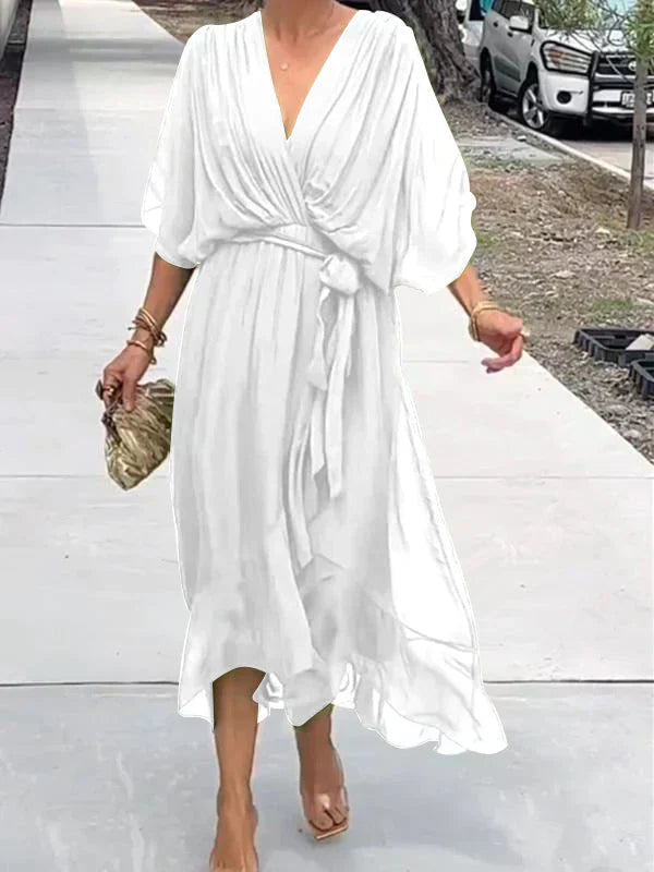 Whitney | Luxurious Silk V-Neck Evening Dress