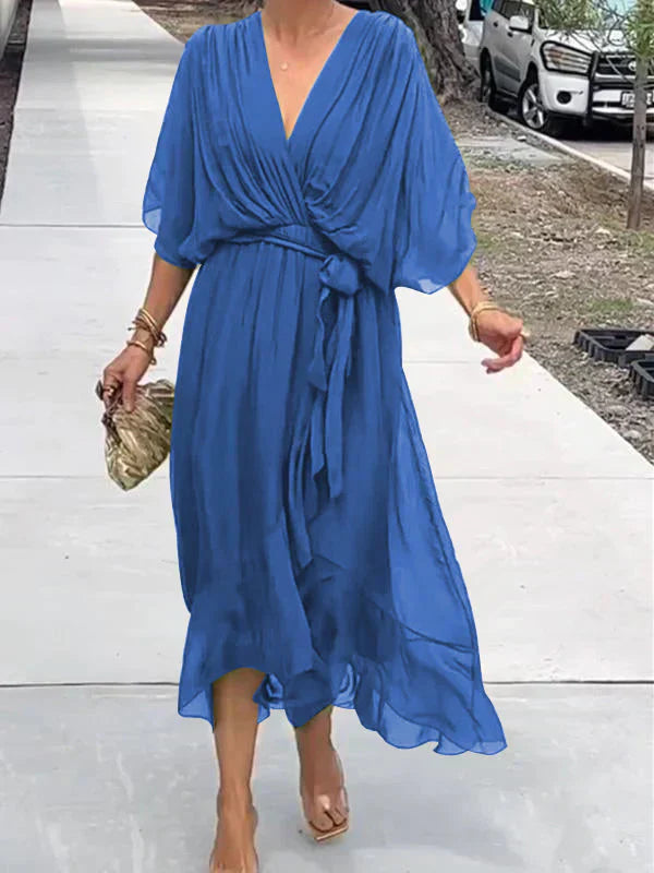 Whitney | Luxurious Silk V-Neck Evening Dress