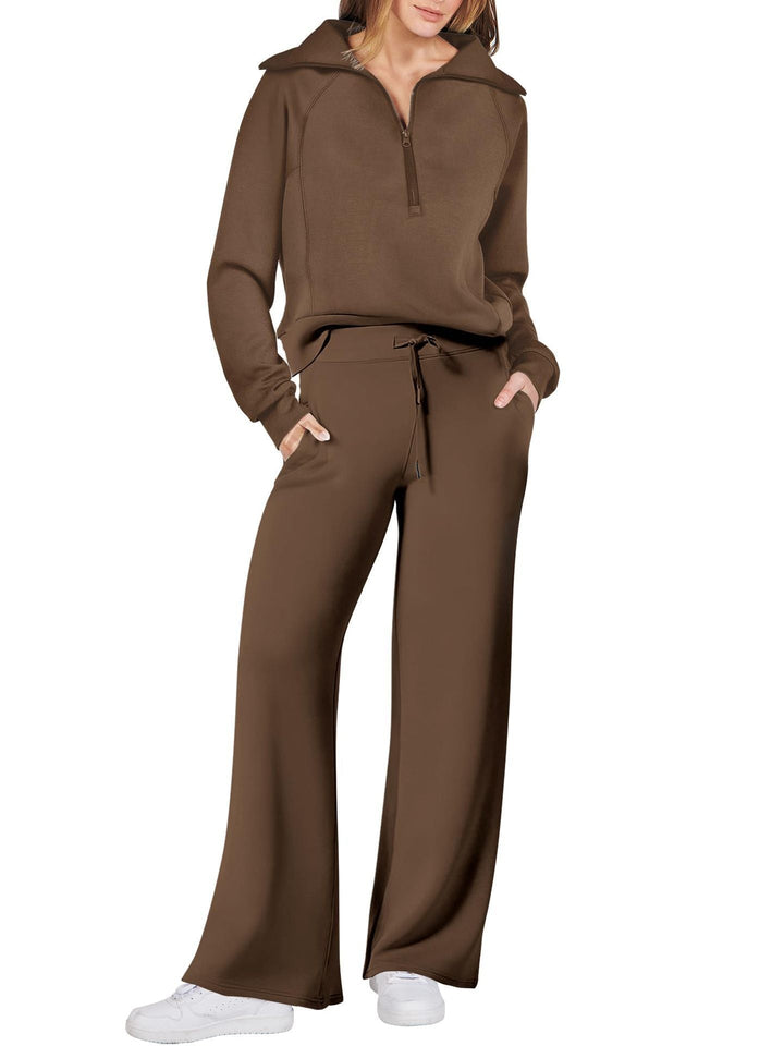 Lux | Chic Long Sleeve Two-Piece Set with Zipper