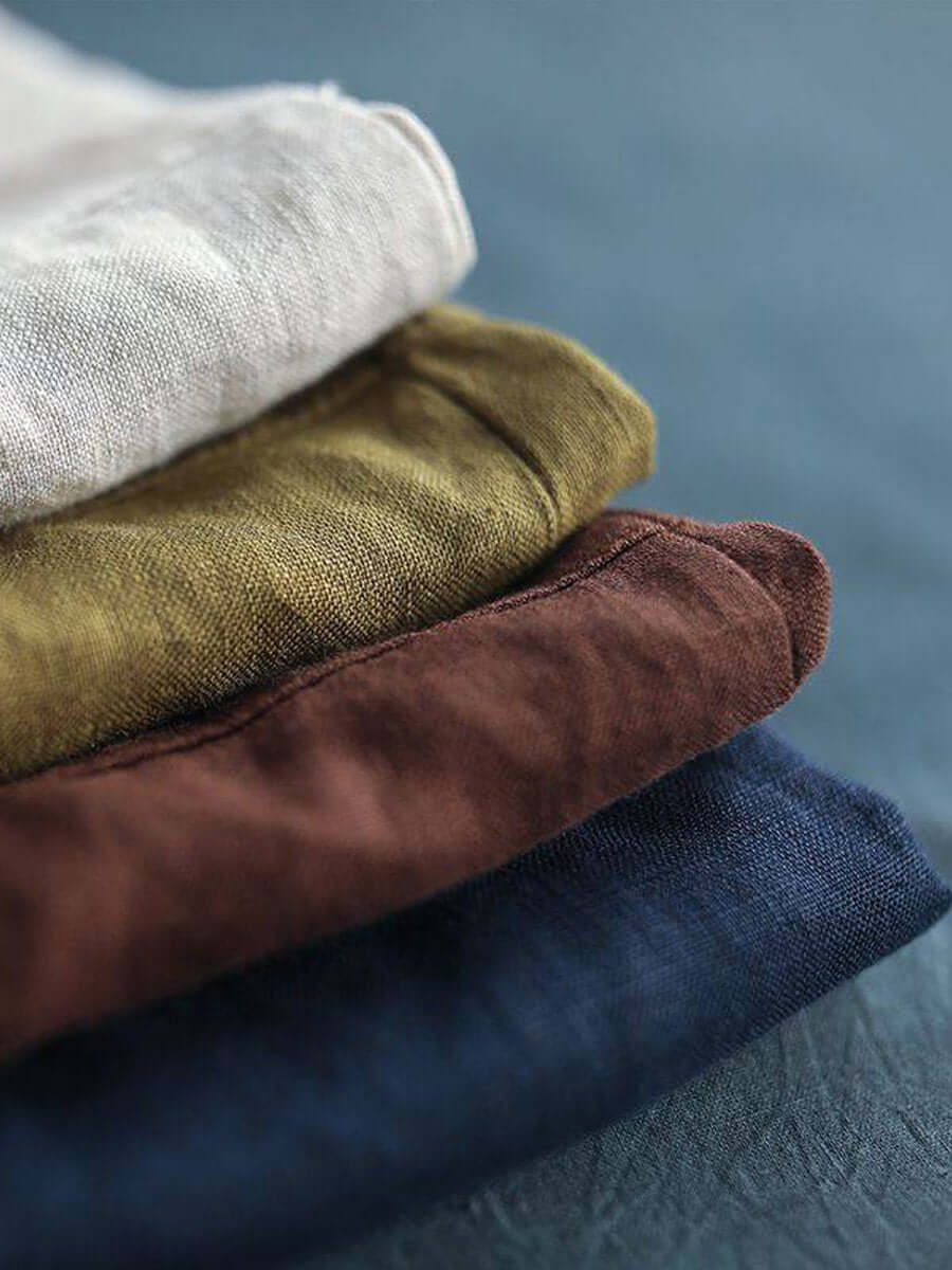 Women's Cotton and Linen Shirt with Long Sleeves