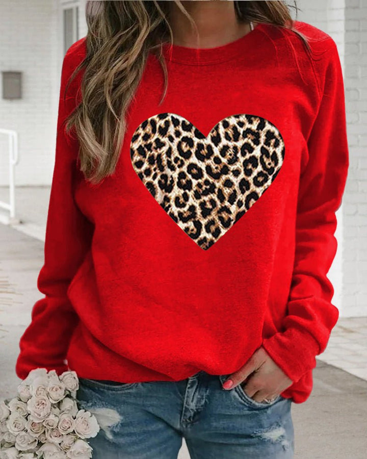Poppy | Winter Leopard Heart Print Women's Sweatshirt