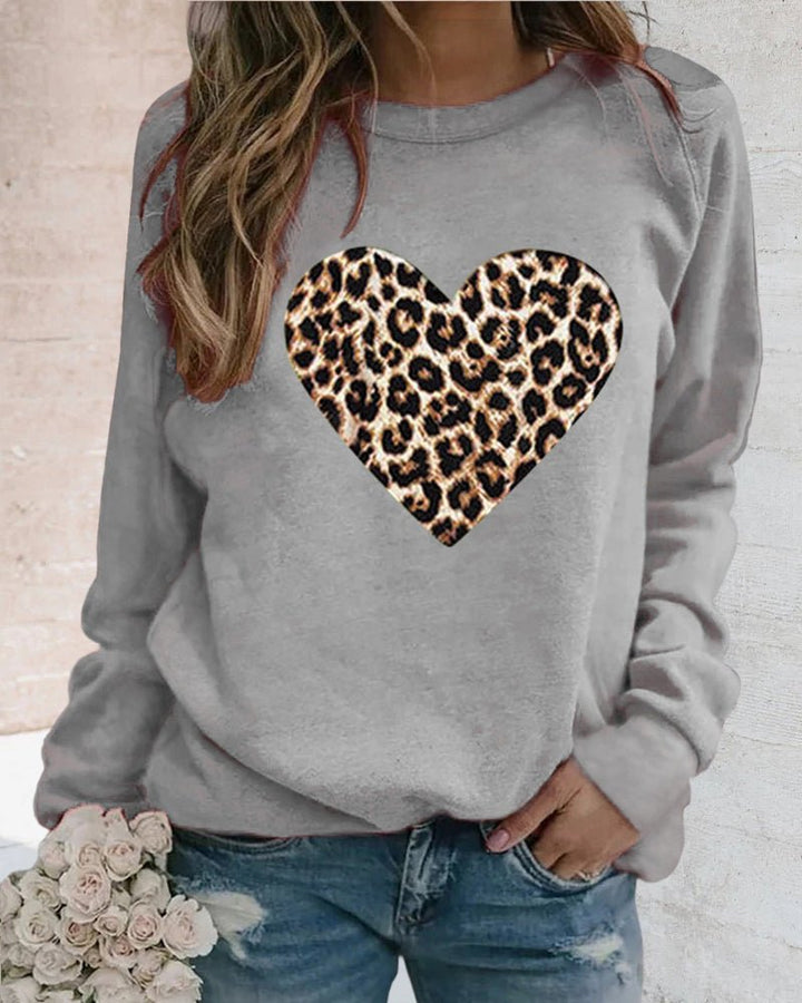 Poppy | Winter Leopard Heart Print Women's Sweatshirt