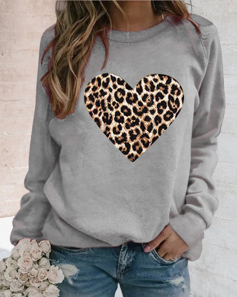 Poppy | Winter Leopard Heart Print Women's Sweatshirt