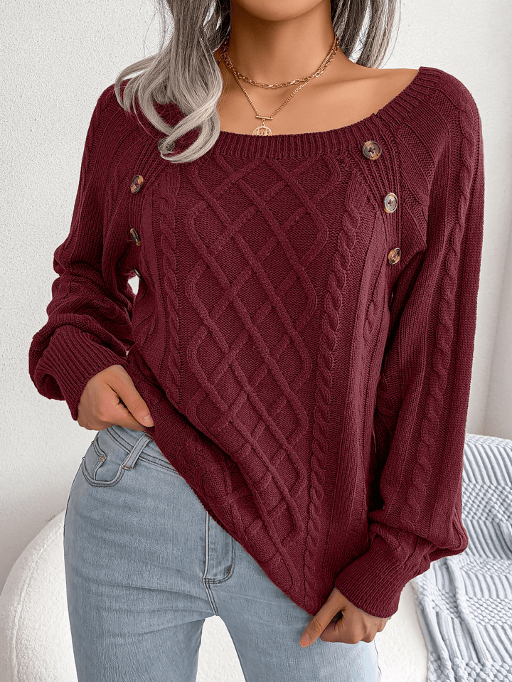 Grace | Winter Cable Knit Sweater with Button Details