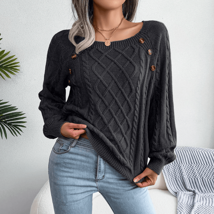 Grace | Winter Cable Knit Sweater with Button Details
