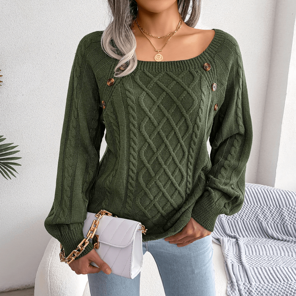 Grace | Winter Cable Knit Sweater with Button Details