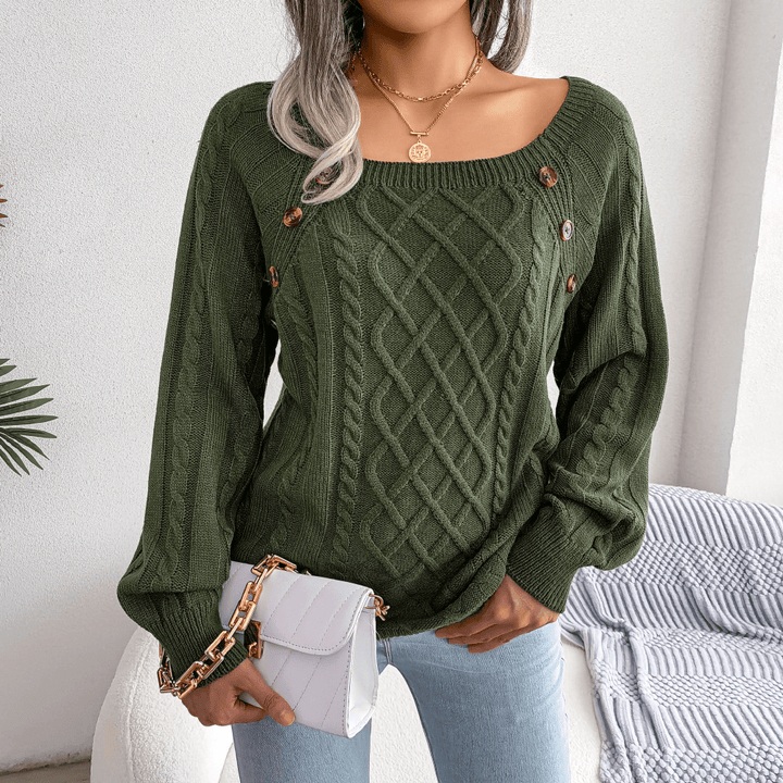 Grace | Winter Cable Knit Sweater with Button Details