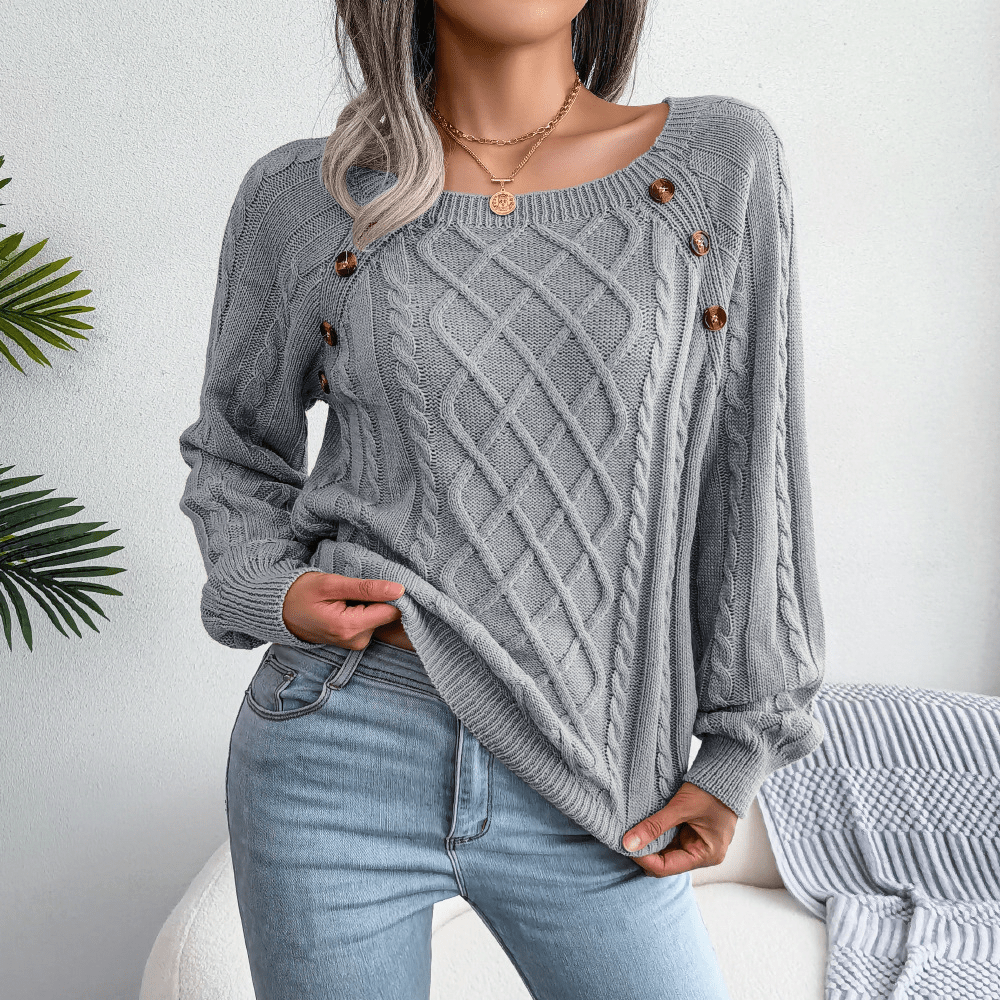 Grace | Winter Cable Knit Sweater with Button Details