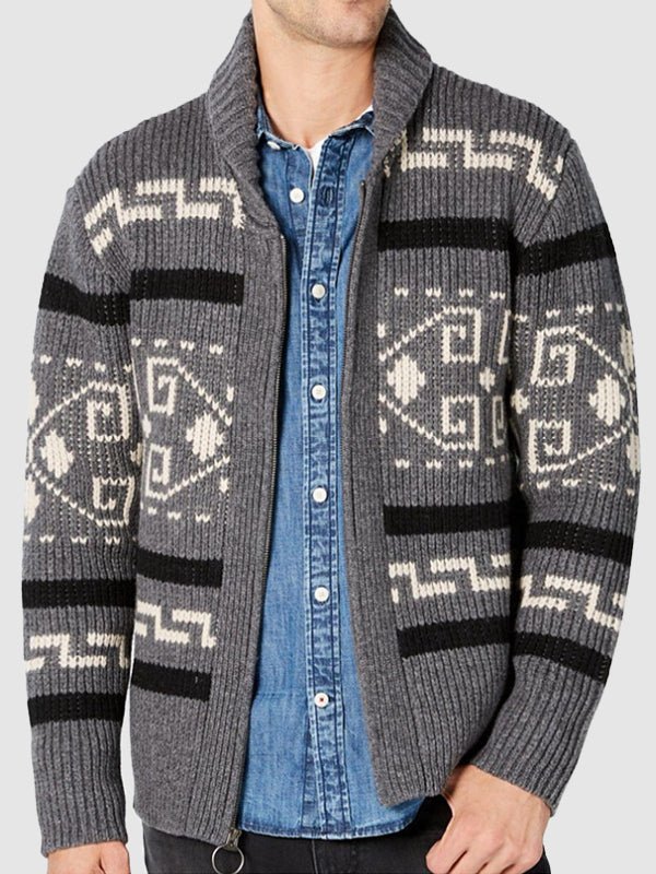 George | Men's Geometric Pattern Winter Cardigan