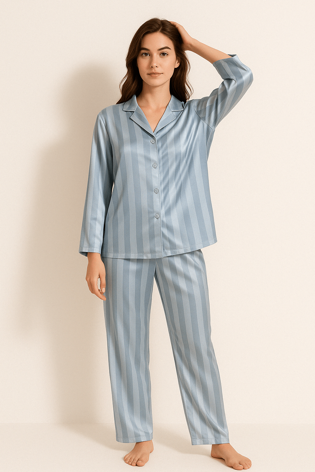 Sky | Striped Pajama Set for Comfort