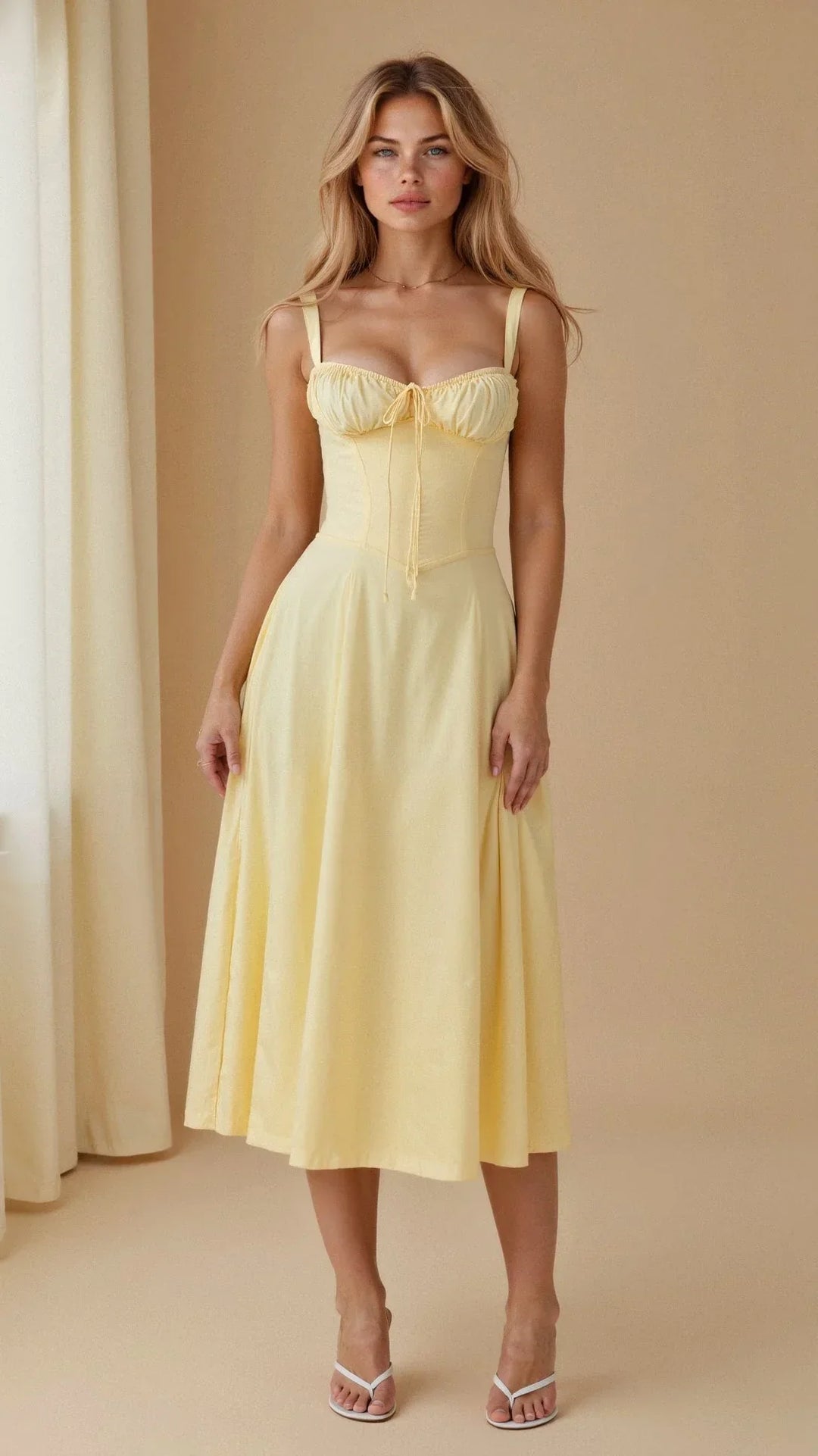 Nora | Chic Floral Corset Midi Dress