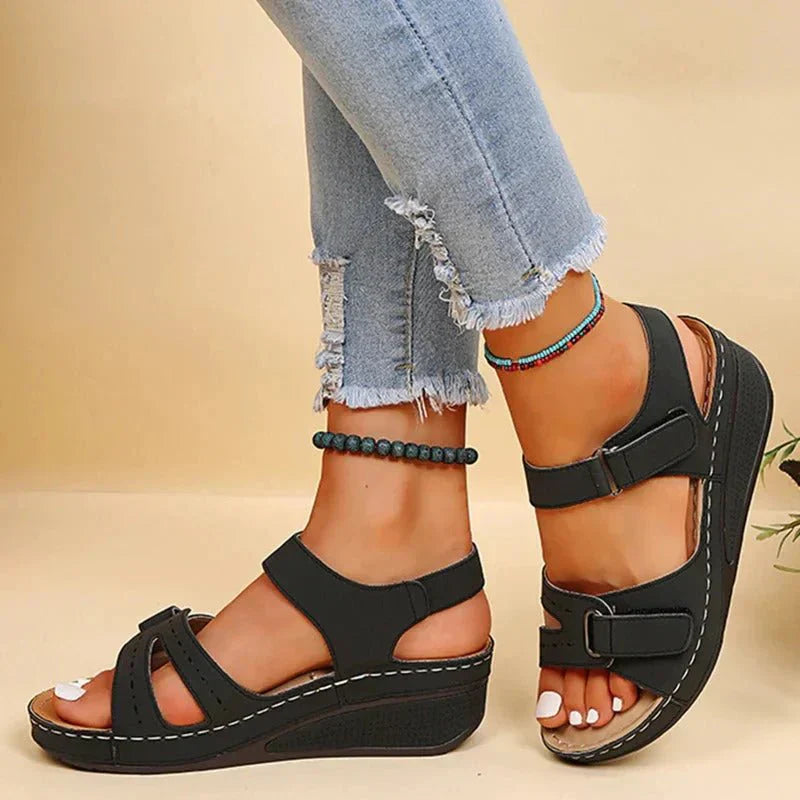 Women's Adjustable Strap Platform Sandals with Open Toe