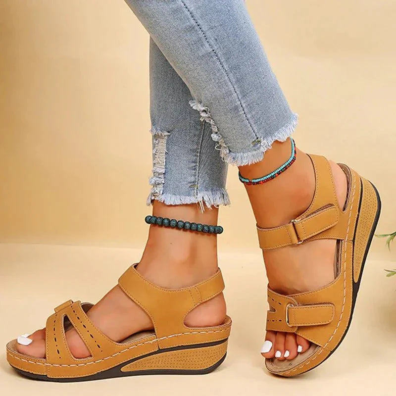 Women's Adjustable Strap Platform Sandals with Open Toe