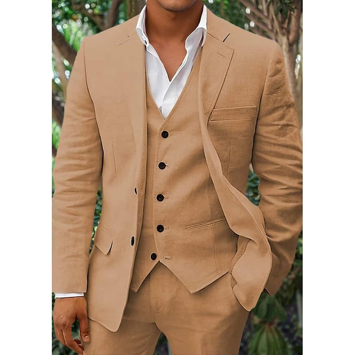 Premium Three-Piece Linen Set for Men: Blazer, Vest and Trousers