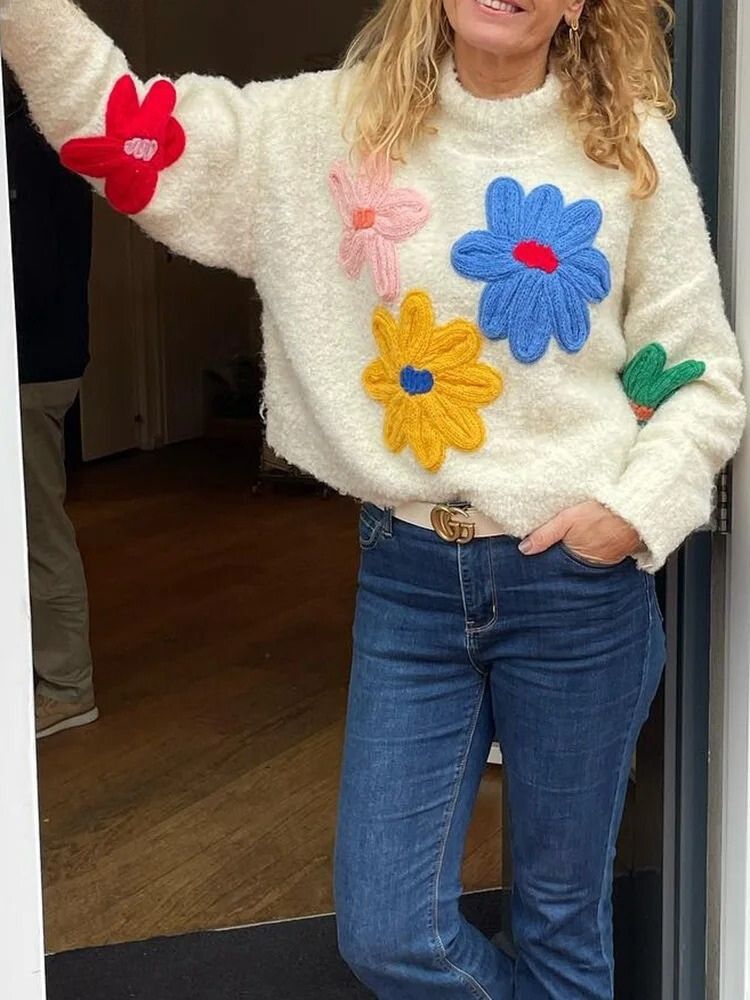 Daisy | Cozy Winter Floral Knit Sweater for Women