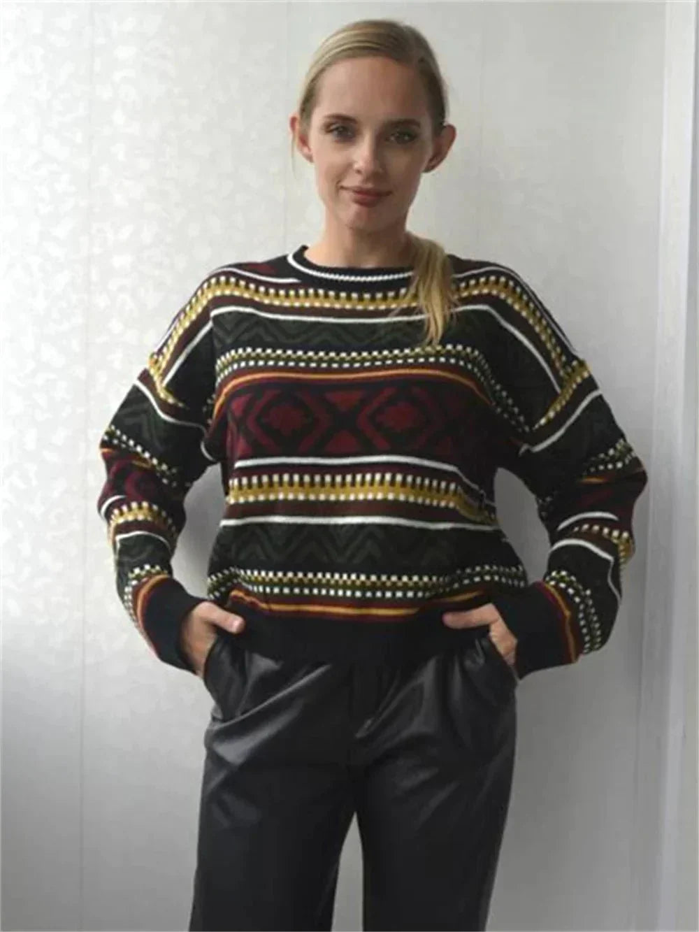 Clara | Geometric Print Sweater for Winter Style