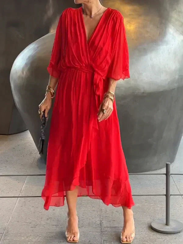 Whitney | Luxurious Silk V-Neck Evening Dress