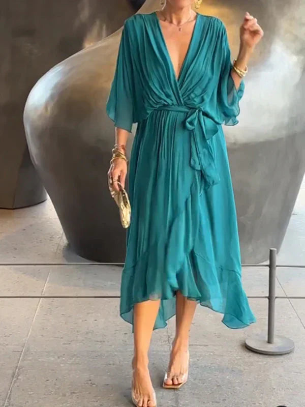 Whitney | Luxurious Silk V-Neck Evening Dress