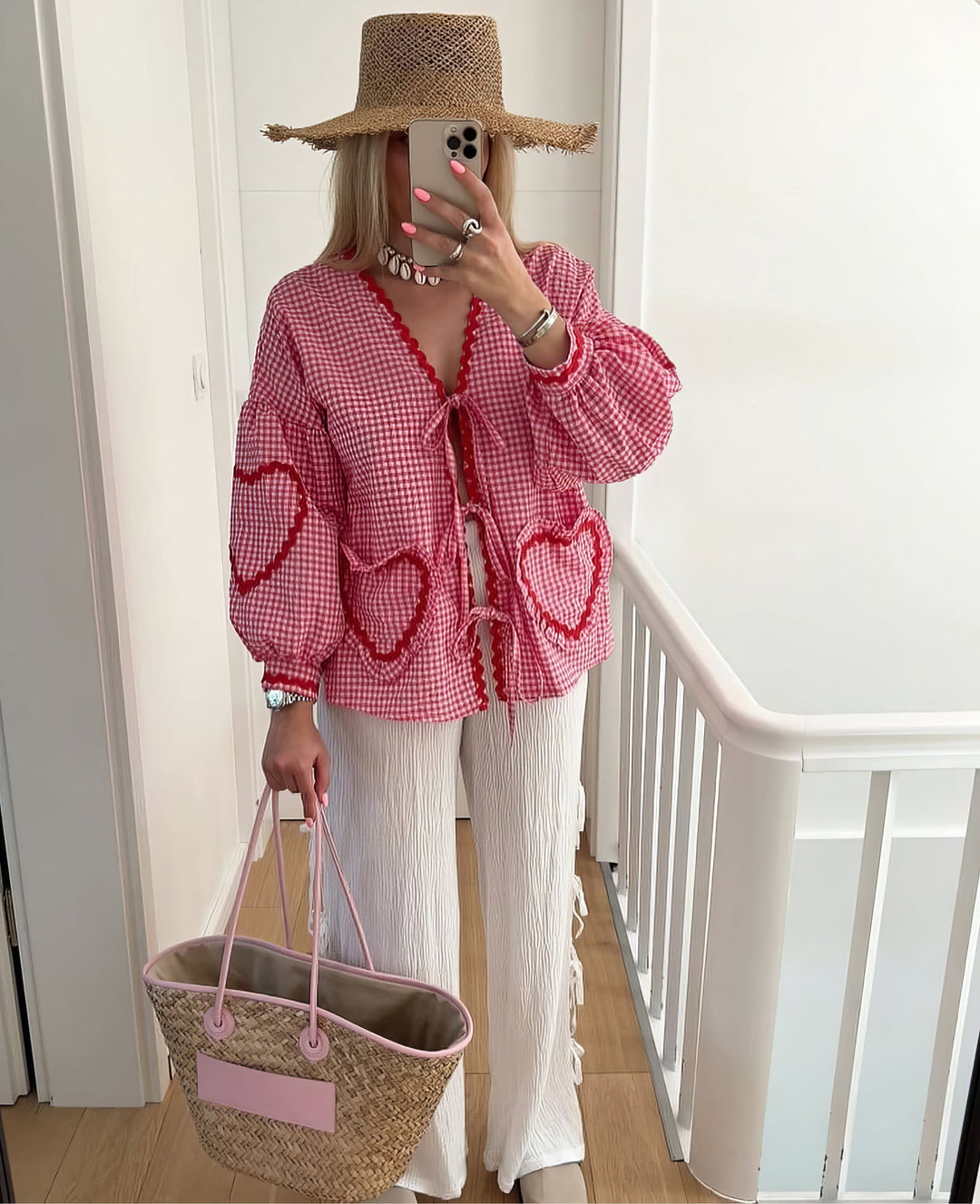 Betty | Chic Heart-Patterned Blouse for Her