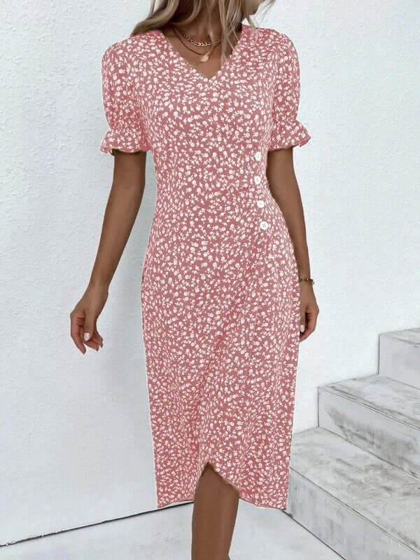 Women's Summer Dress with Melange Pattern