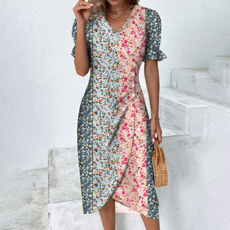Women's Summer Dress with Melange Pattern