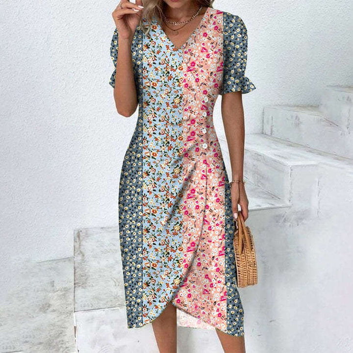 Women's Summer Dress with Melange Pattern
