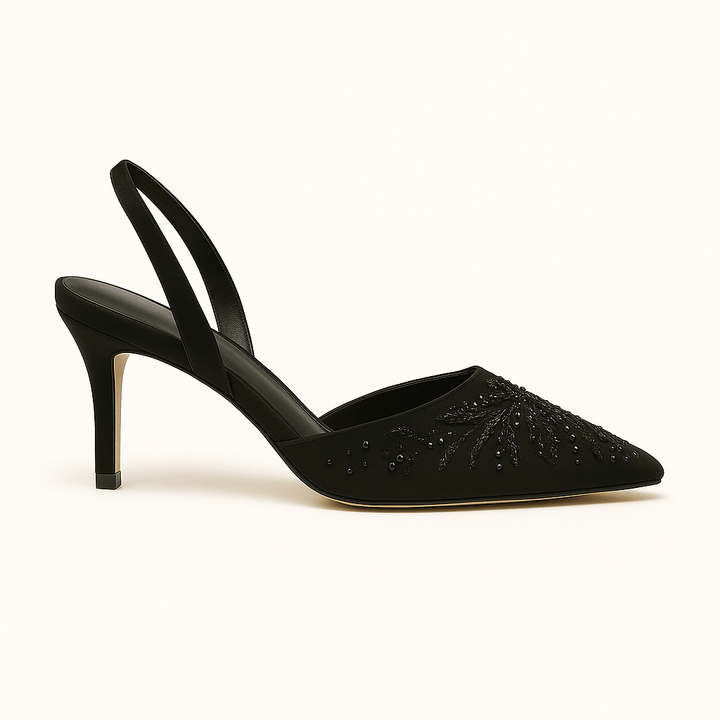 Patricia | Chic Floral Embroidered Slingback Heels