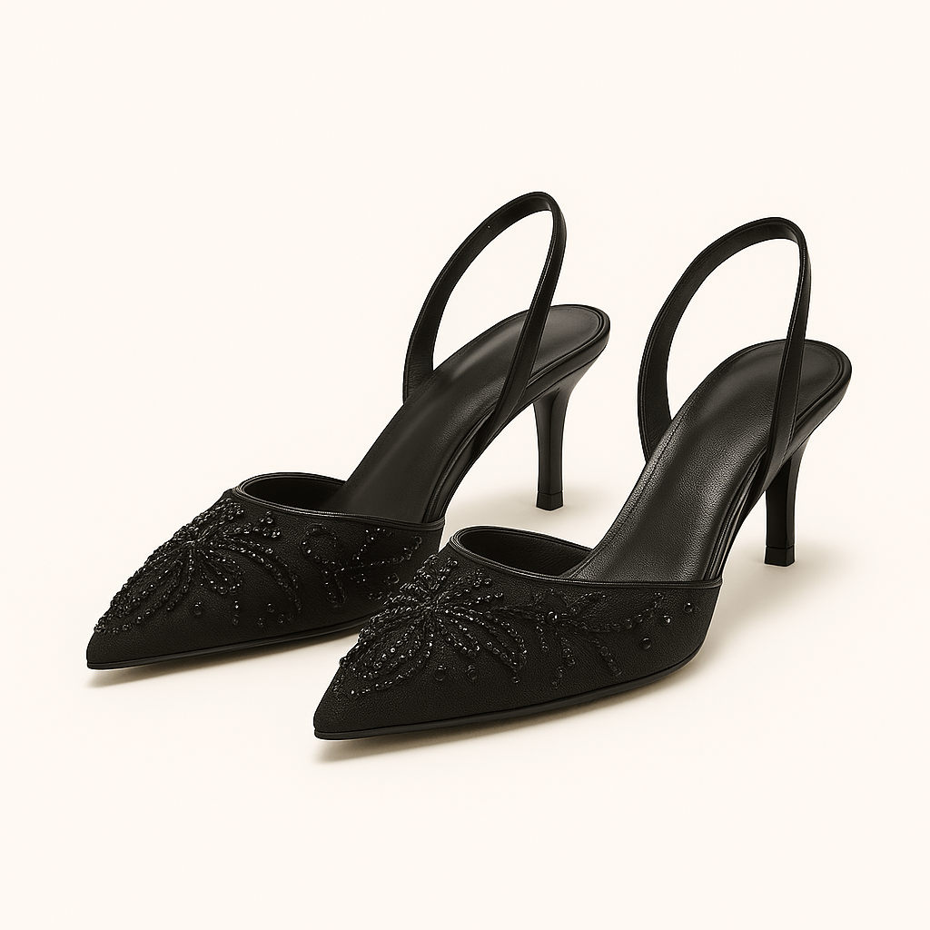 Patricia | Chic Floral Embroidered Slingback Heels