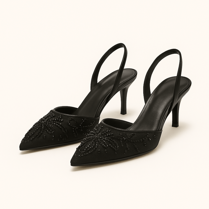 Patricia | Chic Floral Embroidered Slingback Heels