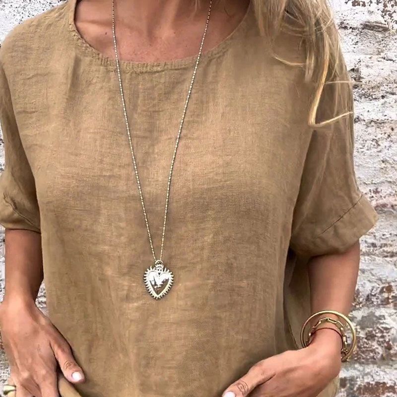 Solid Color Casual T-shirt for Women