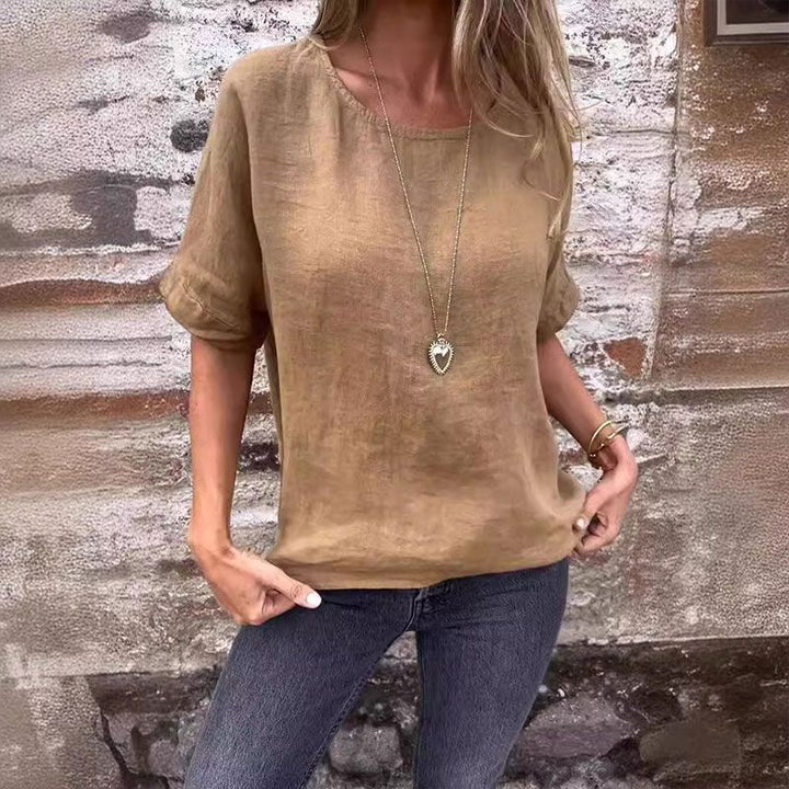 Solid Color Casual T-shirt for Women