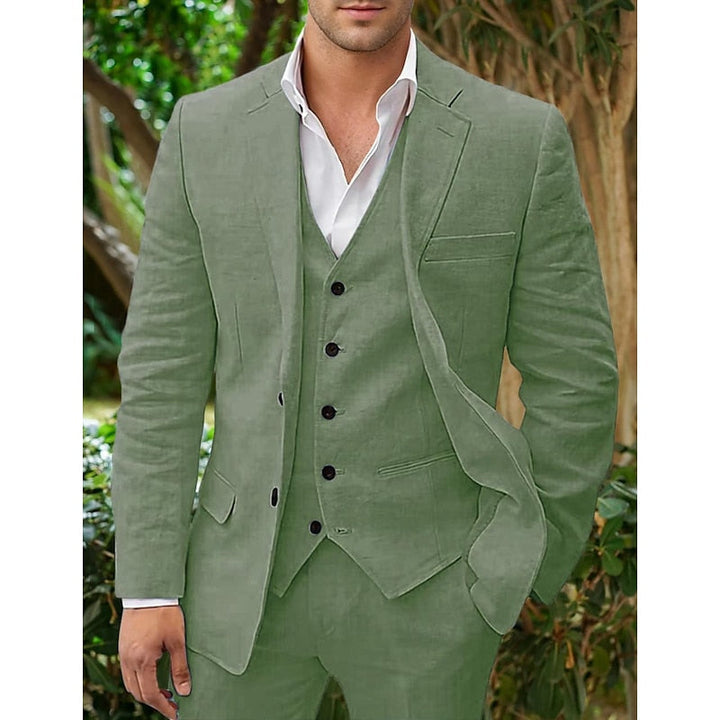 Premium Three-Piece Linen Set for Men: Blazer, Vest and Trousers