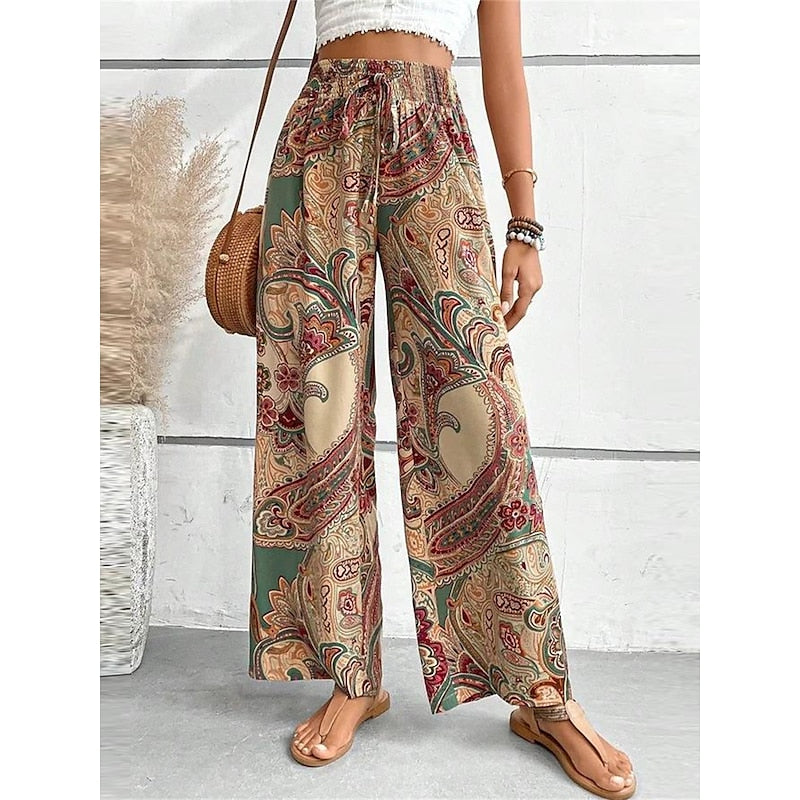 Grace - Summer Vintage Women's Trousers with Wide Legs