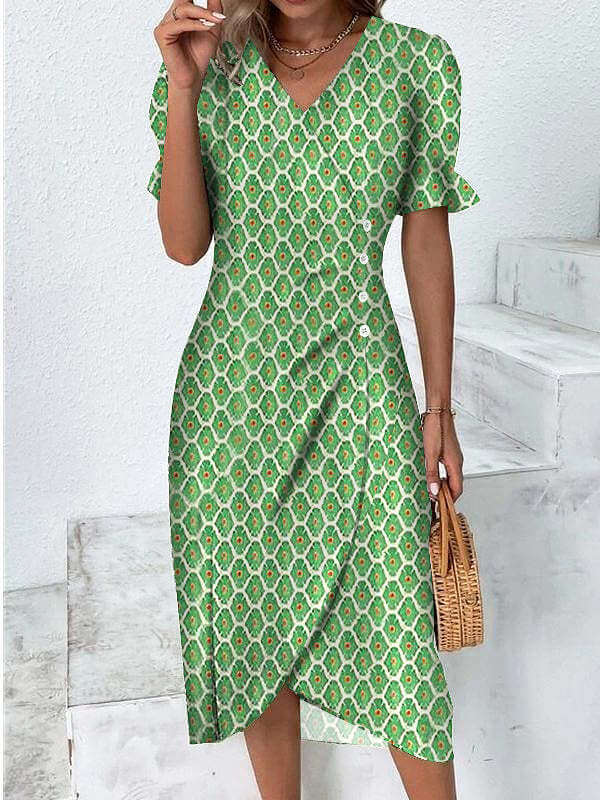 Women's Summer Dress with Melange Pattern