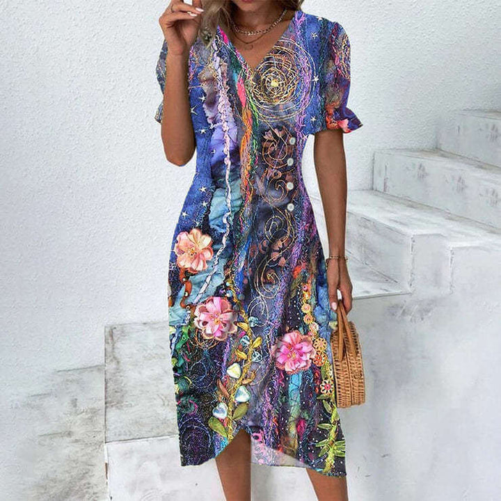 Women's Summer Dress with Melange Pattern