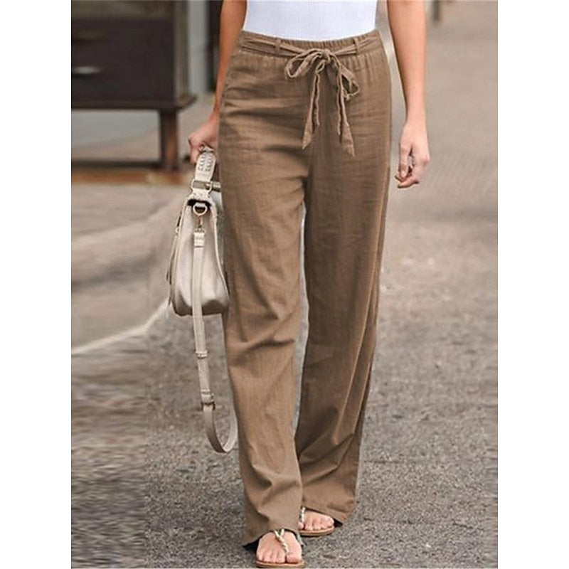 Chloe - Summer Linen Women's Trousers with Wide Legs