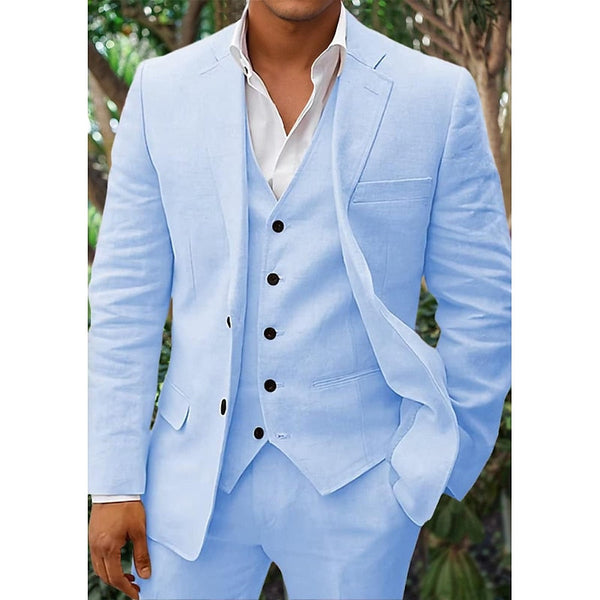 Premium Three-Piece Linen Set for Men: Blazer, Vest and Trousers