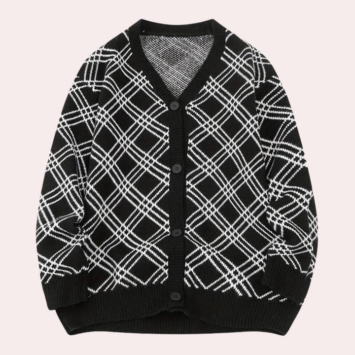 Daniel | Men's Elegant Checkered Cardigan